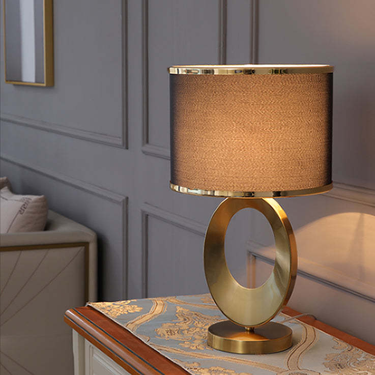 Contemporary Fabric Metal Ring Lamp — Remote Control Switch / Black / 110V-120V For US/CA