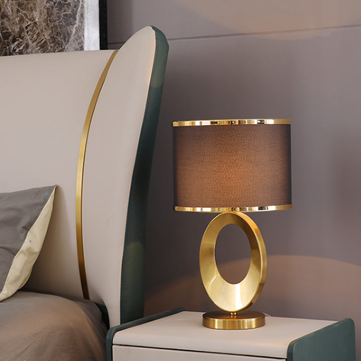 Contemporary Fabric Metal Ring Lamp
