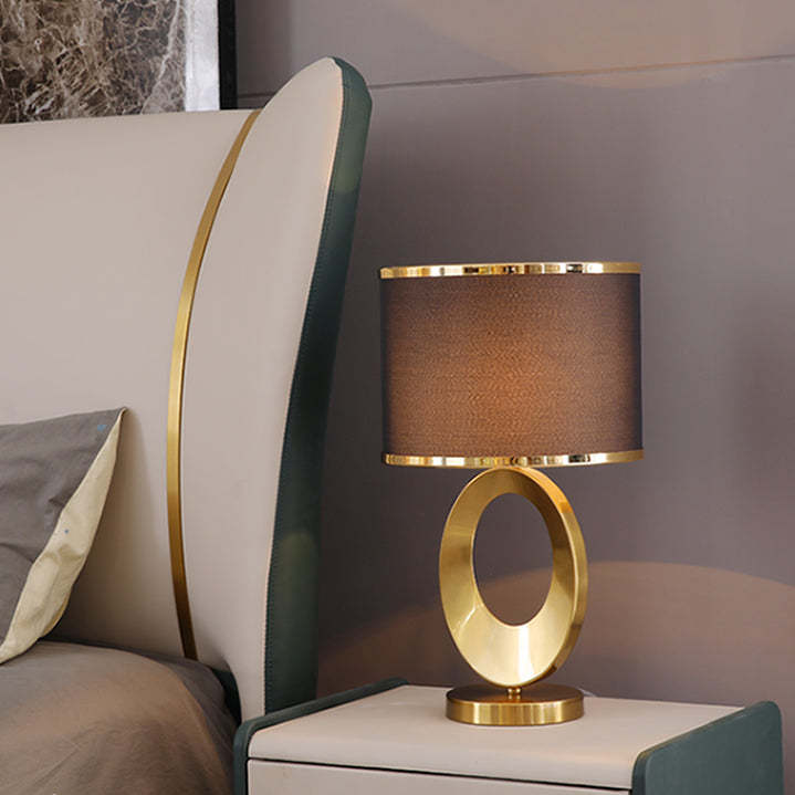 Contemporary Fabric Metal Ring Lamp