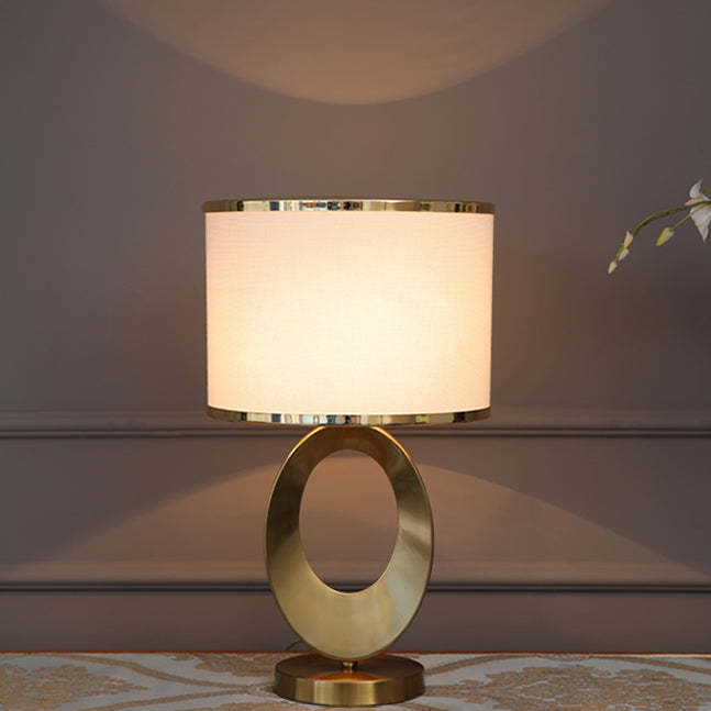 Contemporary Fabric Metal Ring Lamp