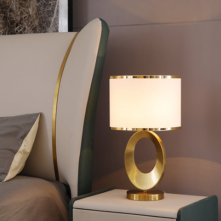 Contemporary Fabric Metal Ring Lamp — Push Button Switch / Black / 110V-120V For US/CA