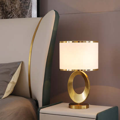 Contemporary Fabric Metal Ring Lamp — Push Button Switch / Black / 110V-120V For US/CA