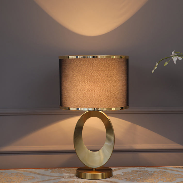 Contemporary Fabric Metal Ring Lamp