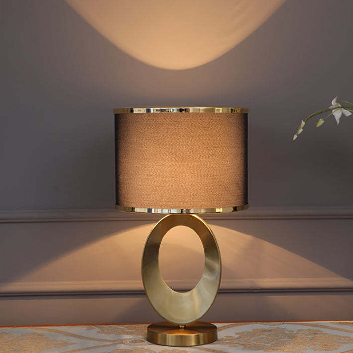Contemporary Fabric Metal Ring Lamp