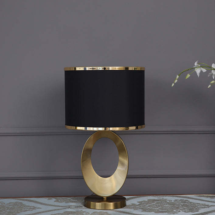 Contemporary Fabric Metal Ring Lamp