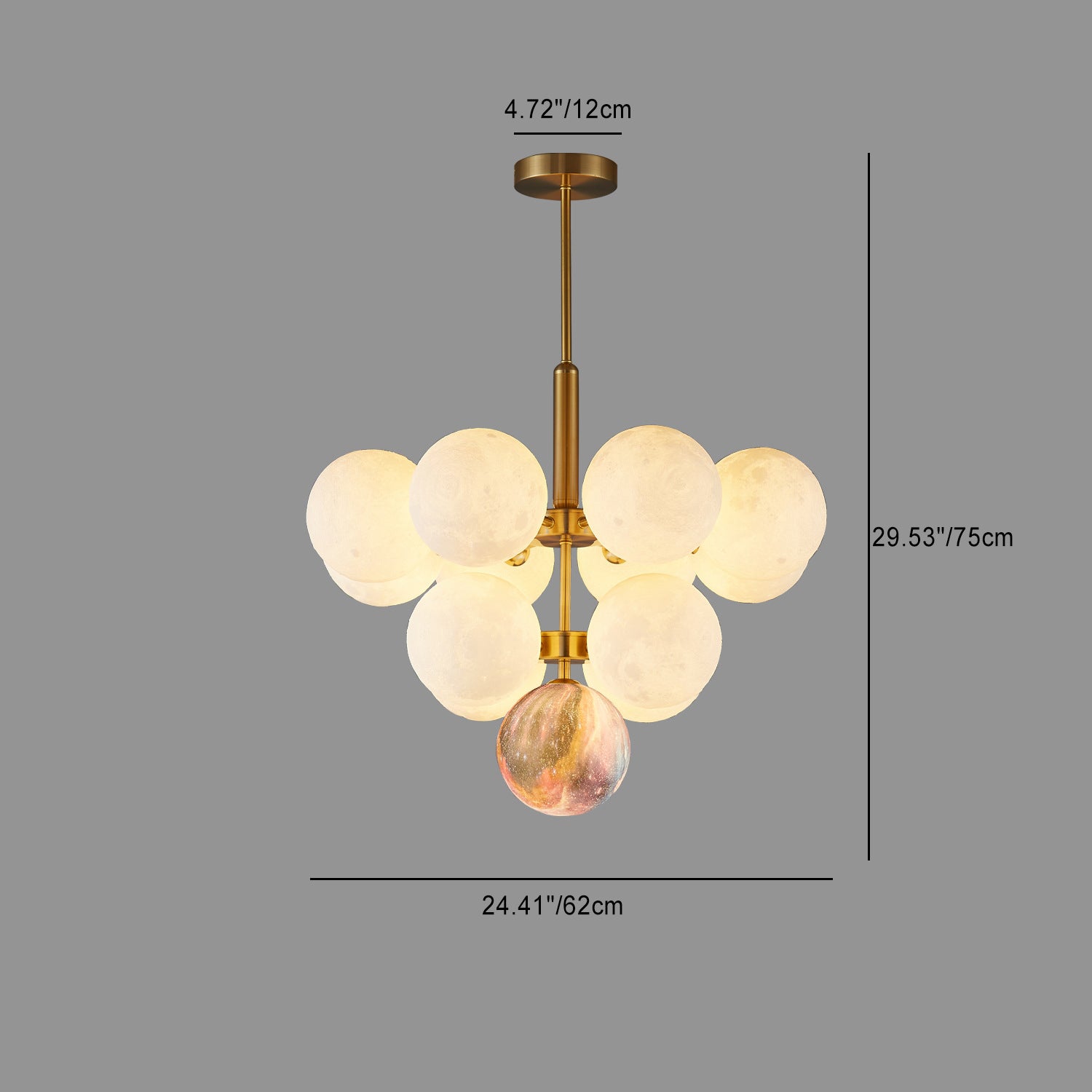 Scandinavian PLA Iron Planet Round Chandelier