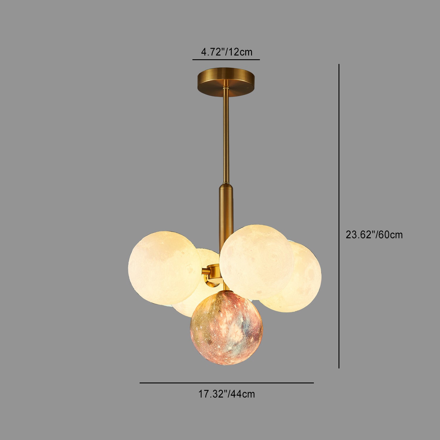 Scandinavian PLA Iron Planet Round Chandelier