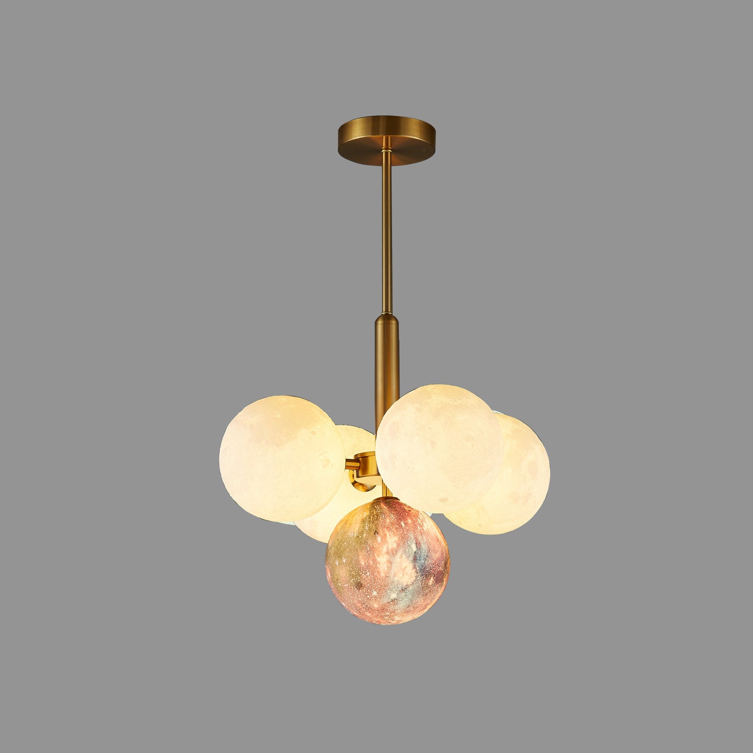 Scandinavian PLA Iron Planet Round Chandelier