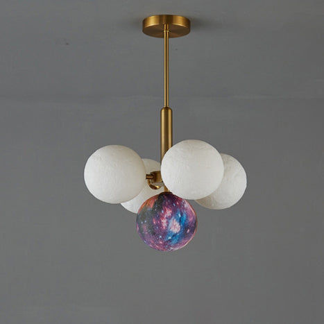 Scandinavian PLA Iron Planet Round Chandelier