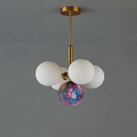 Scandinavian PLA Iron Planet Round Chandelier