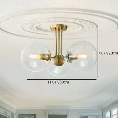 Scandinavian Brass Glass Globe Ceiling Light