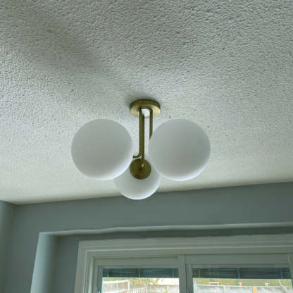 Scandinavian Brass Glass Globe Ceiling Light