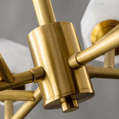Contemporary Brass Glass Round Branch Chandelier