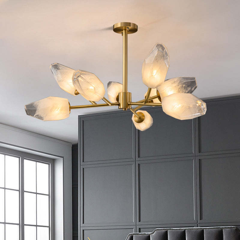 Contemporary Brass Glass Round Branch Chandelier — 12 / 110V-120V For US/CA