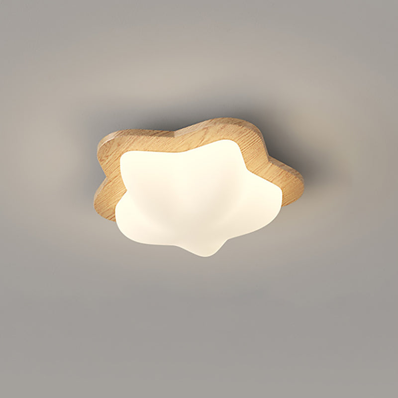 Chinese Rubberwood Heart Star Wave LED Flush Mount Light