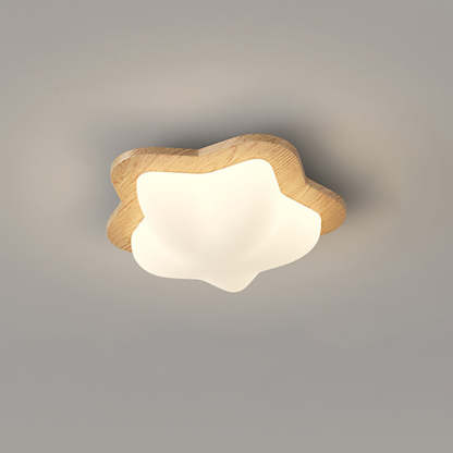 Chinese Rubberwood Heart Star Wave LED Flush Mount Light