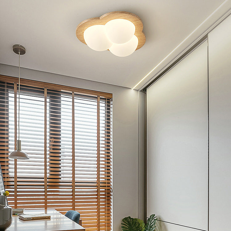 Chinese Rubberwood Heart Star Wave LED Flush Mount Light
