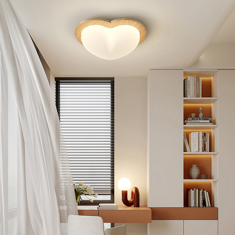 Chinese Rubberwood Heart Star Wave LED Flush Mount Light