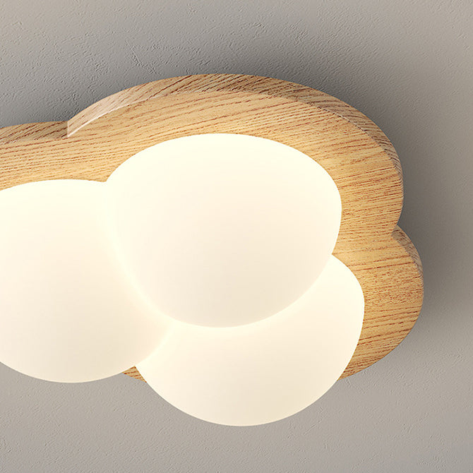 Chinese Rubberwood Heart Star Wave LED Flush Mount Light