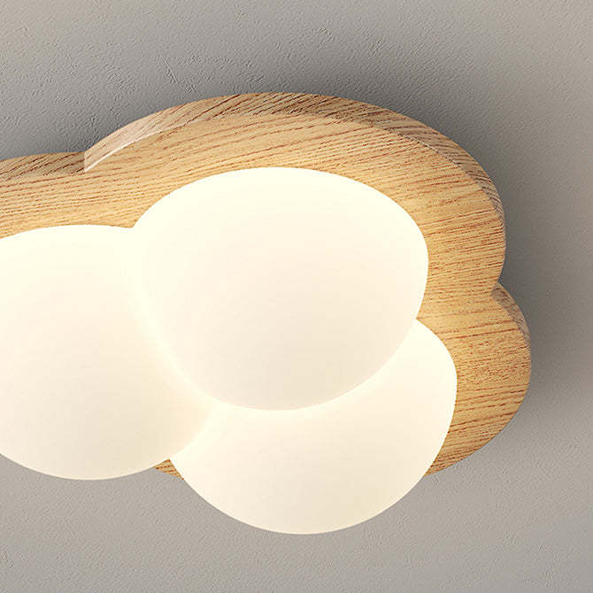 Chinese Rubberwood Heart Star Wave LED Flush Mount Light