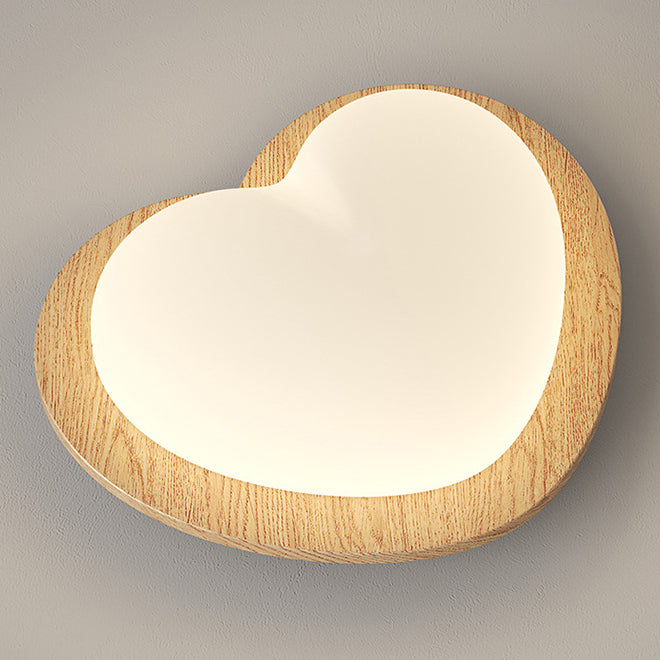 Chinese Rubberwood Heart Star Wave LED Flush Mount Light