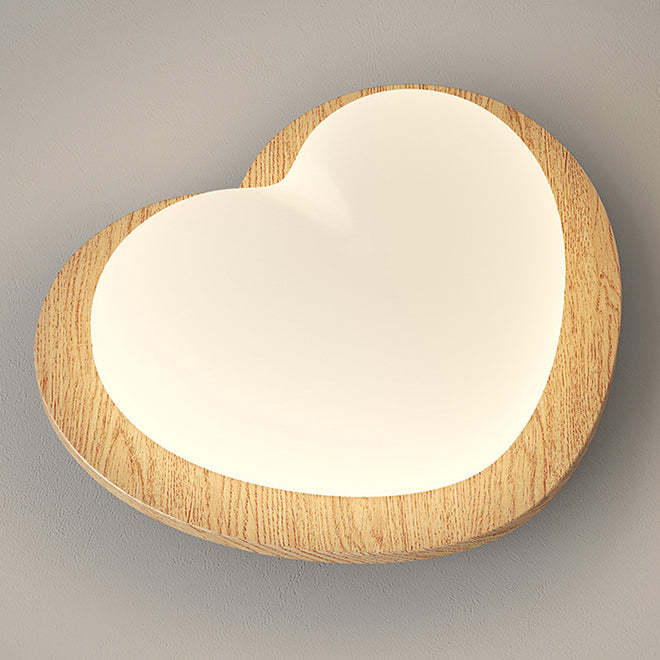 Chinese Rubberwood Heart Star Wave LED Flush Mount Light