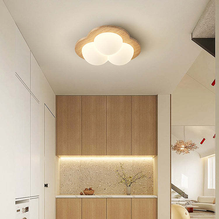 Chinese Rubberwood Heart Star Wave LED Flush Mount Light