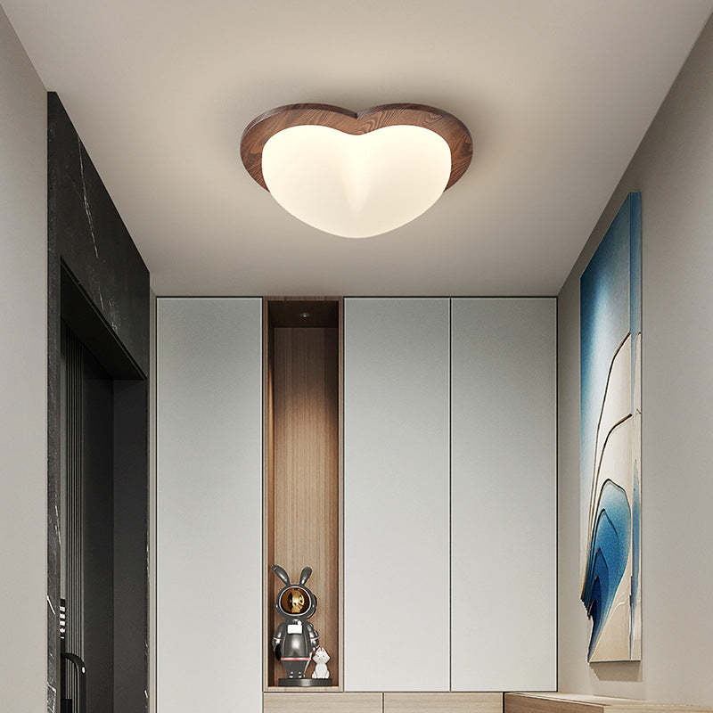 Chinese Rubberwood Heart Star Wave LED Flush Mount Light