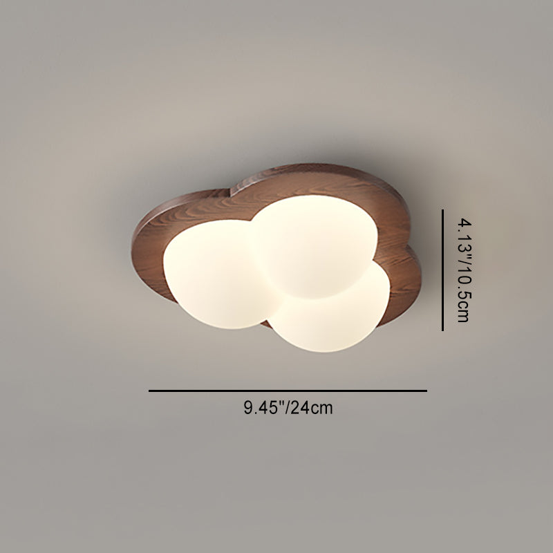 Chinese Rubberwood Heart Star Wave LED Flush Mount Light