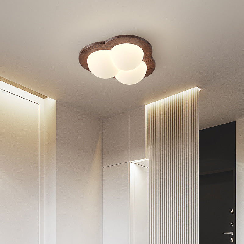 Chinese Rubberwood Heart Star Wave LED Flush Mount Light