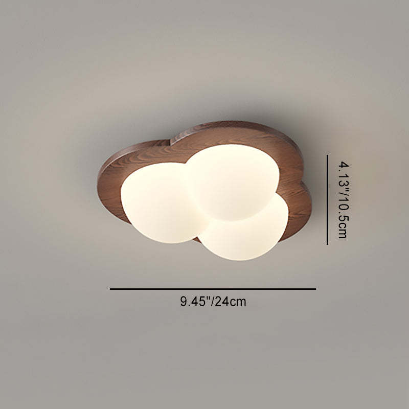 Chinese Rubberwood Heart Star Wave LED Flush Mount Light