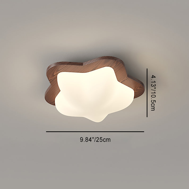 Chinese Rubberwood Heart Star Wave LED Flush Mount Light