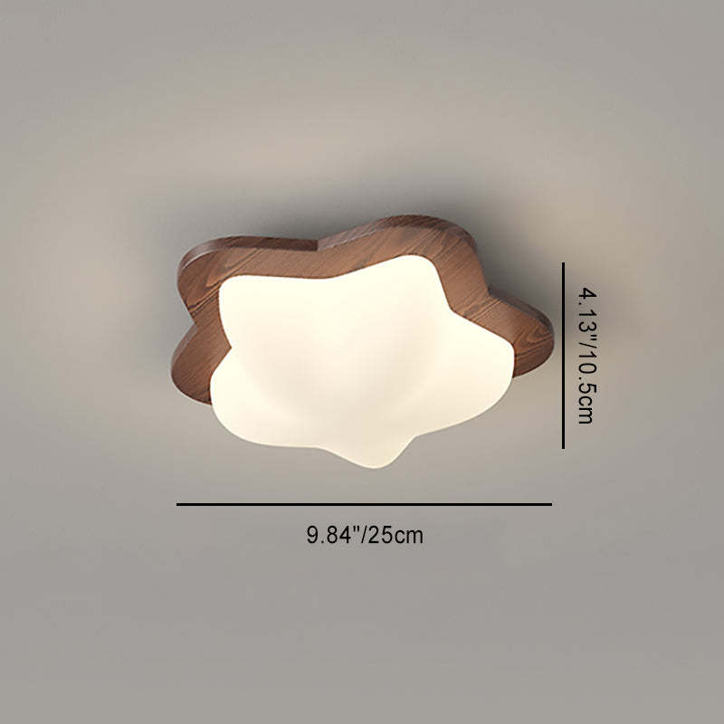 Chinese Rubberwood Heart Star Wave LED Flush Mount Light
