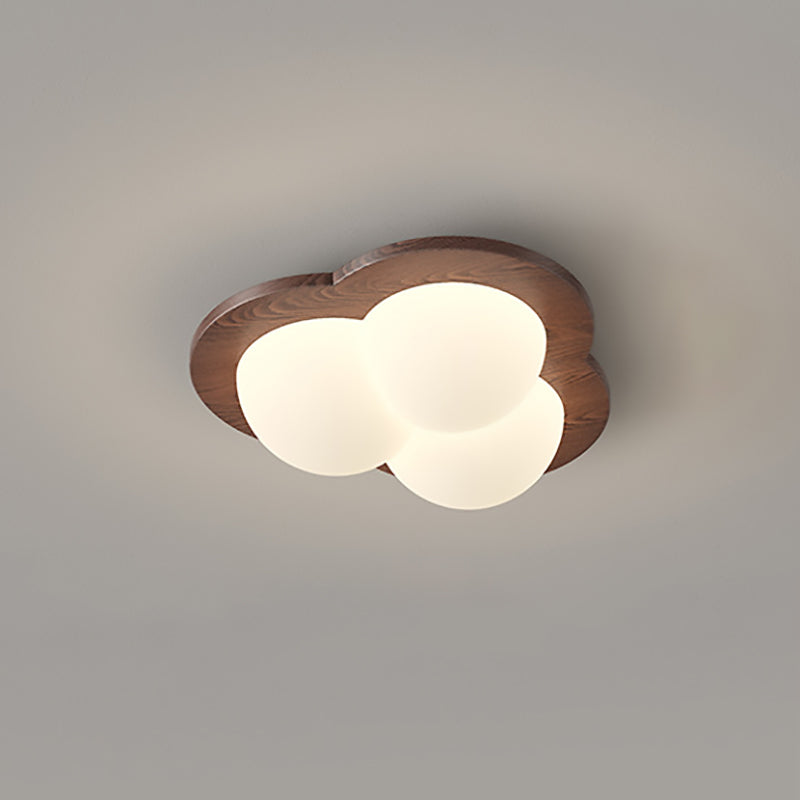 Chinese Rubberwood Heart Star Wave LED Flush Mount Light