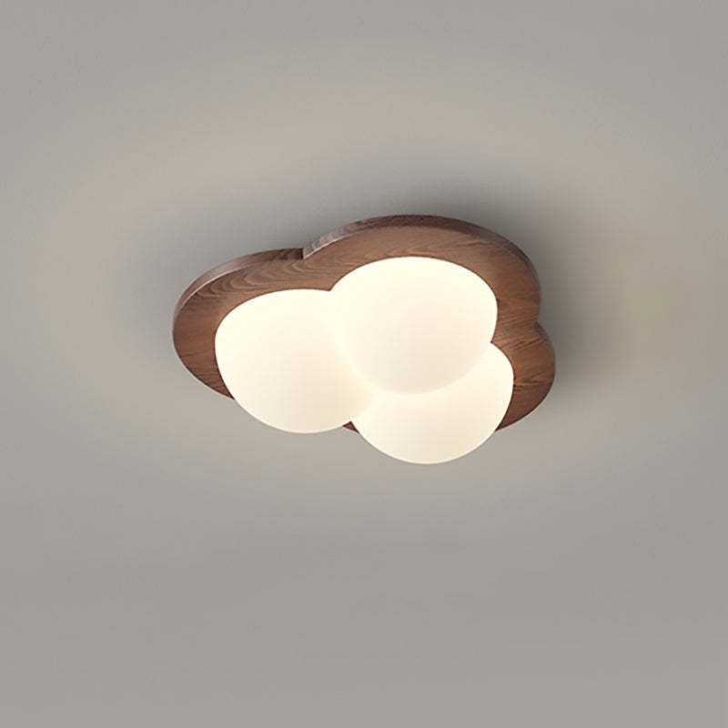 Chinese Rubberwood Heart Star Wave LED Flush Mount Light