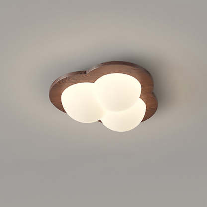 Chinese Rubberwood Heart Star Wave LED Flush Mount Light