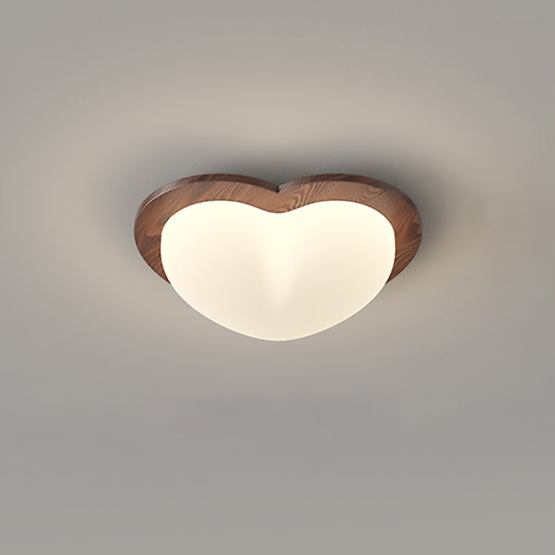 Chinese Rubberwood Heart Star Wave LED Flush Mount Light