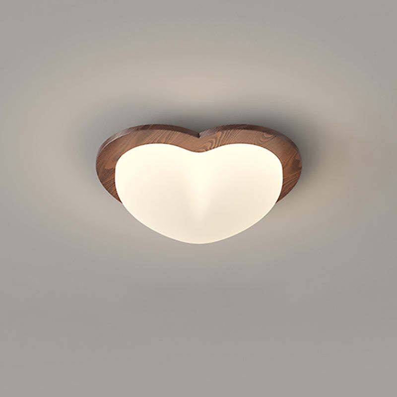 Chinese Rubberwood Heart Star Wave LED Flush Mount Light