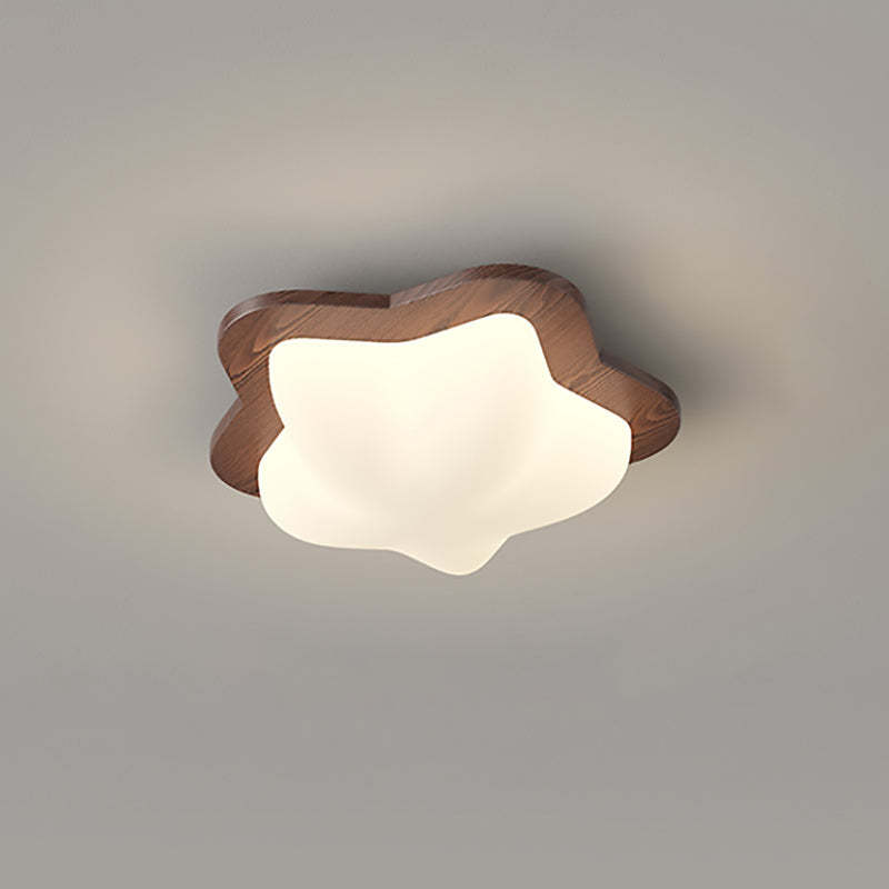 Chinese Rubberwood Heart Star Wave LED Flush Mount Light
