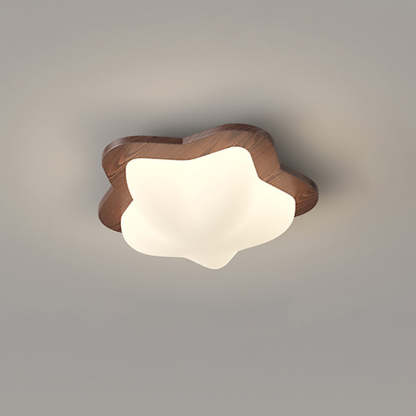 Chinese Rubberwood Heart Star Wave LED Flush Mount Light