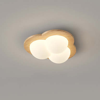 Chinese Rubberwood Heart Star Wave LED Flush Mount Light
