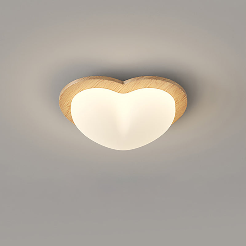 Chinese Rubberwood Heart Star Wave LED Flush Mount Light