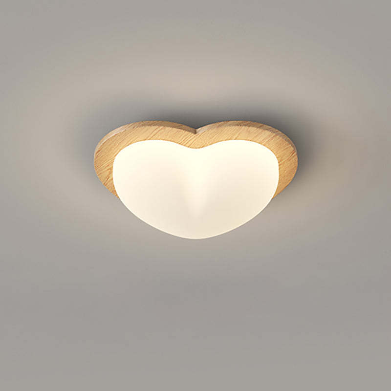 Chinese Rubberwood Heart Star Wave LED Flush Mount Light
