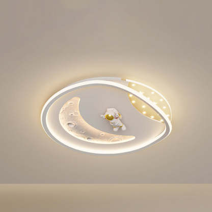 Art Deco Acrylic Resin Planet Astronaut LED Flush Light — 220V-240V For UK/AU & Blue / Infinitely Dimmable