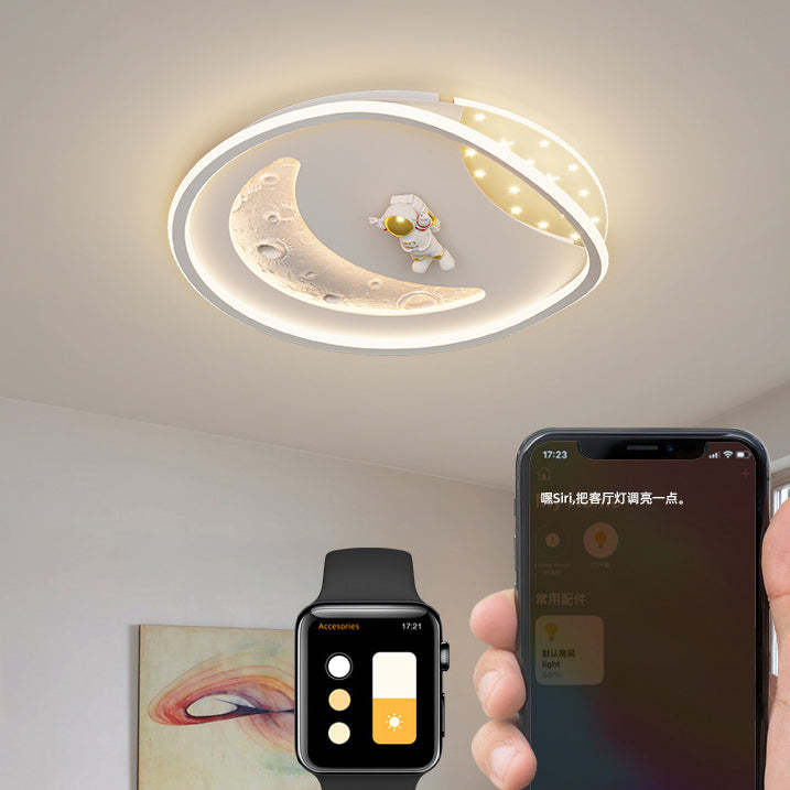Art Deco Acrylic Resin Planet Astronaut LED Flush Light — 220V-240V For UK/AU & White / Infinitely Dimmable