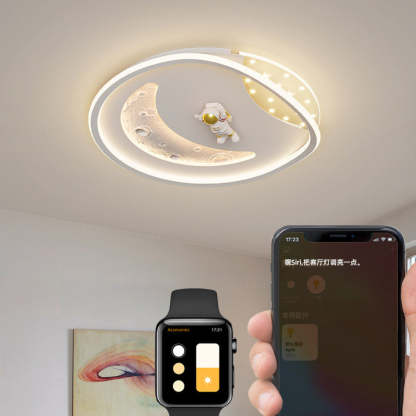 Art Deco Acrylic Resin Planet Astronaut LED Flush Light — 220V-240V For UK/AU & White / Infinitely Dimmable