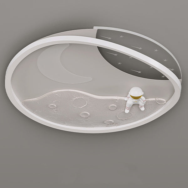 Art Deco Acrylic Resin Planet Astronaut LED Flush Light