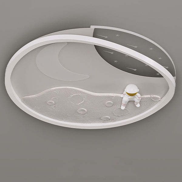 Art Deco Acrylic Resin Planet Astronaut LED Flush Light