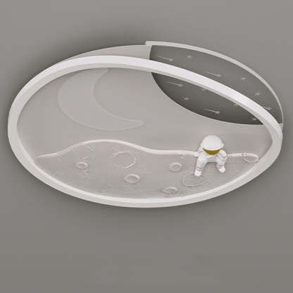Art Deco Acrylic Resin Planet Astronaut LED Flush Light