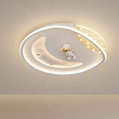 Art Deco Acrylic Resin Planet Astronaut LED Flush Light — 110V-120V For US/C & Blue / Infinitely Dimmable